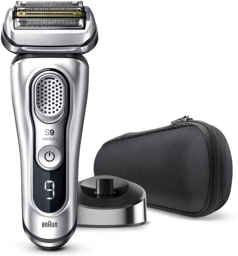 Braun Shaver 9350S,Braun Series 9 9350S Wet & Dry Shaver With Charging Stand, Silver, Silver,