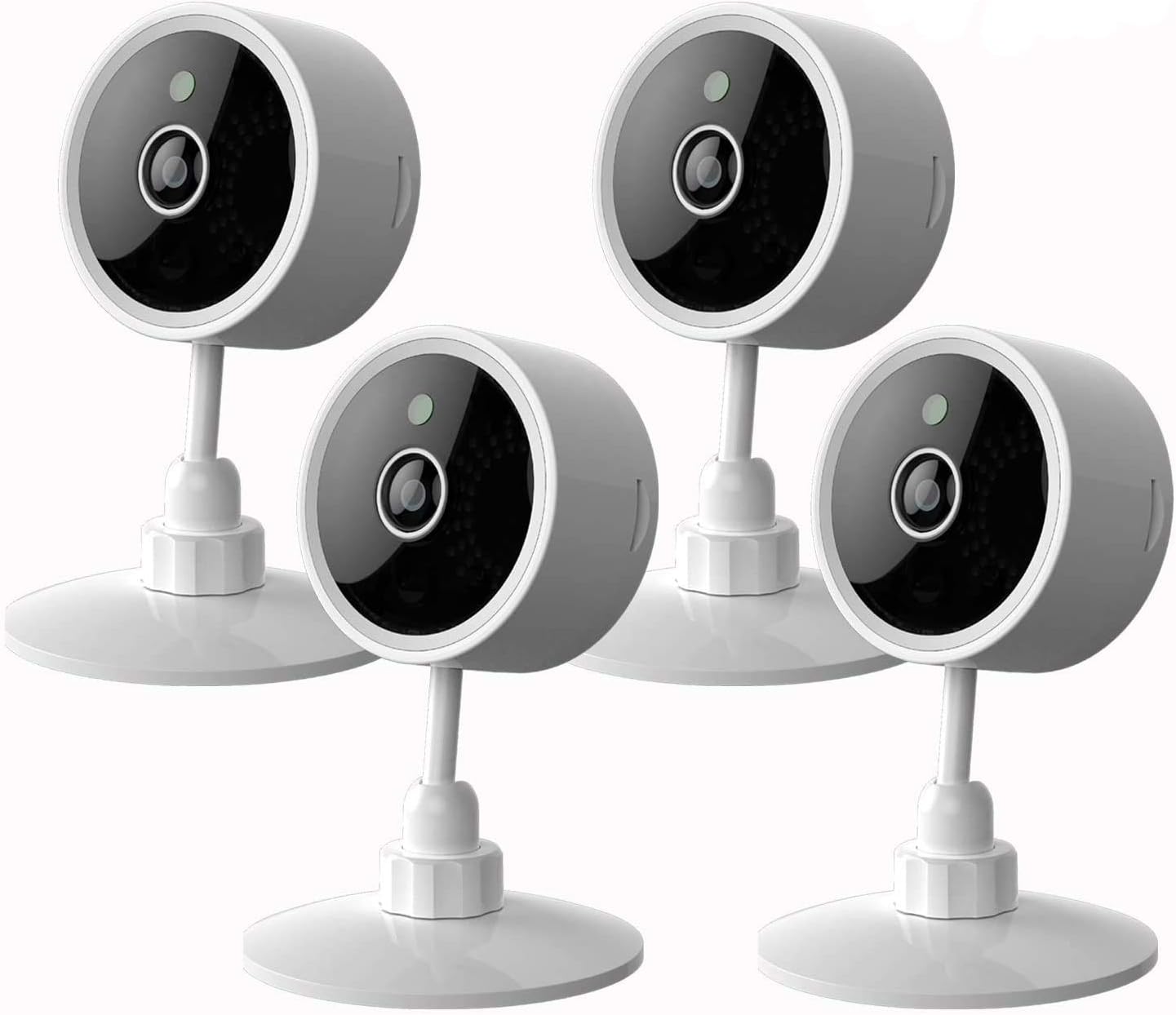 Premier Accessory Group Smart Security Camera Alexa Google Home Certified Compatible Smarthome Wireless Pet Nanny Cam WiFi Safety Set, 2, 4 Packs, Smartphone App Enabled, White