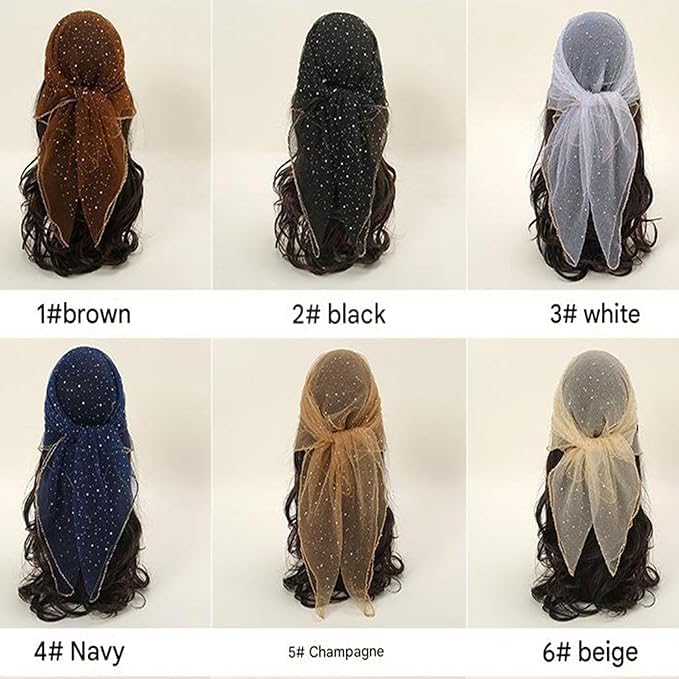 Women'S Glitter Decor Head Scarf, Rhinestone Head Scarf 31.5 Inch, Glitter Heads Scarfs Fashionable And Versatile3