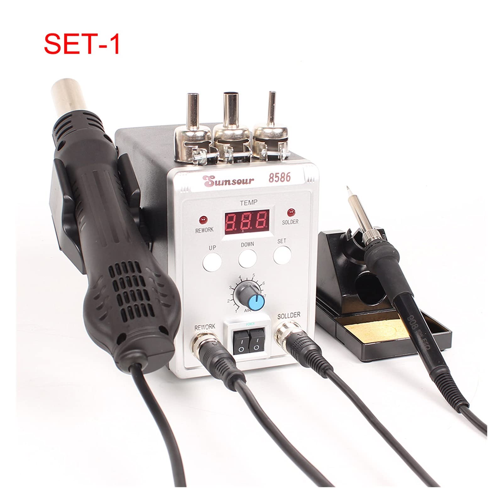 Stazione di saldatura, Stazione di saldatura 8586 2-in-1 di saldatura elettrica Irons aria calda di calore 76 0W SMD Rilavorazione dissaldatura saldatura Kit Strumenti di riparazione
