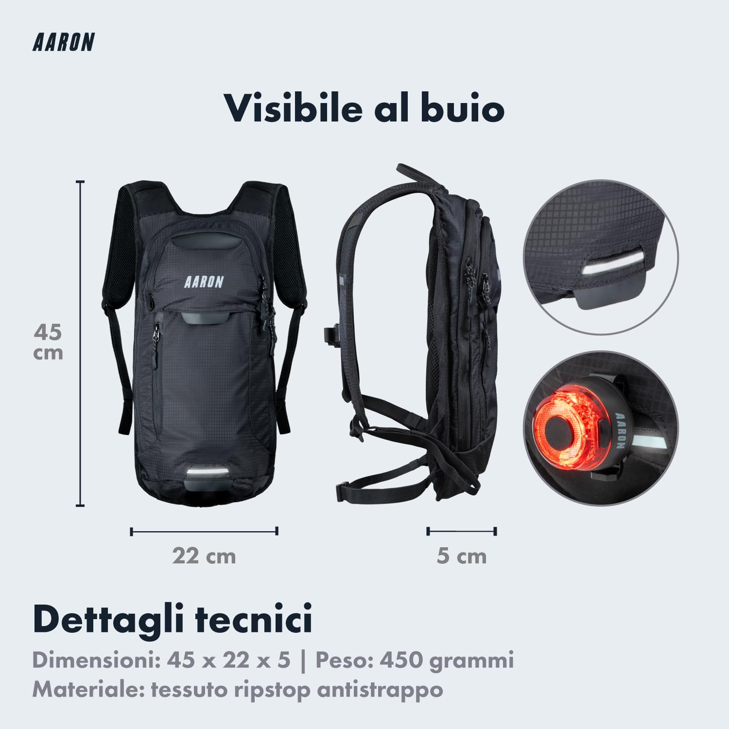 AARON Zaino da bicicletta e da trekking, 8 l o 25 l, per mountain bike, impermeabile, con parapioggia, piccolo per uomo e donna