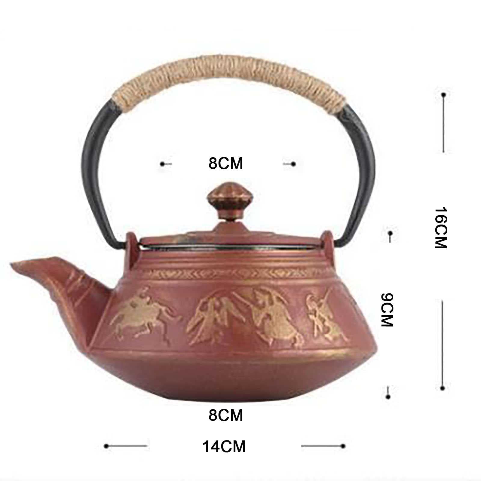 Taule en Fonte, Bouilloire à thé 500 ML avec infuseur en Acier Inoxydable, Coffre-Top à thé en Fonte Japonaise en Fonte, thé, thé à thé enrobé de l'intérieur émaillé pour thé lâche
