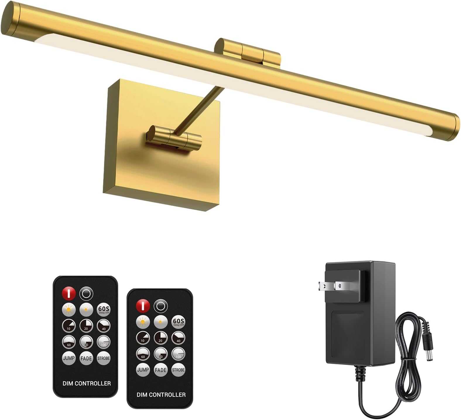 LED Picture Lights Plug in with Remote, Dimmable Art Light for Wall 16 Inches CRI 95+, 12W Paintings Lighting, Warm White Picture Frame Lights for Gallery, Library, Gold