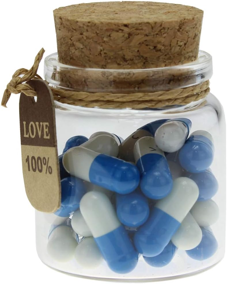 Infmetry Cute Capsules in a Glass Bottle Lovely Pill Notes Couples Gifts for Her Him Boyfriend Girlfriend Mom Birthday Anniversary Valentines Mothers Day Gifts Dark Blue 25pcs
