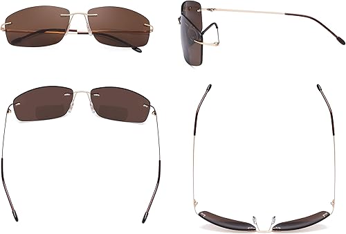 Miniatura 8 de Eyekepper Gafas de sol bifocales sin montura Mujeres Hombres Lectores bifocales ligeros para leer bajo el sol - Lente doradamarrón +3.50