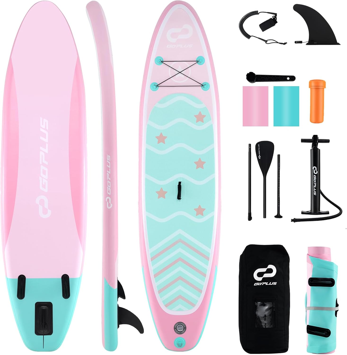 Goplus Inflatable Stand Up Paddle Board, 10FT/10.5FT/11FT SUP with Accessory Pack, Adjustable Paddle, Carry Bag, Fin, Hand Pump, Leash, Repair Kit