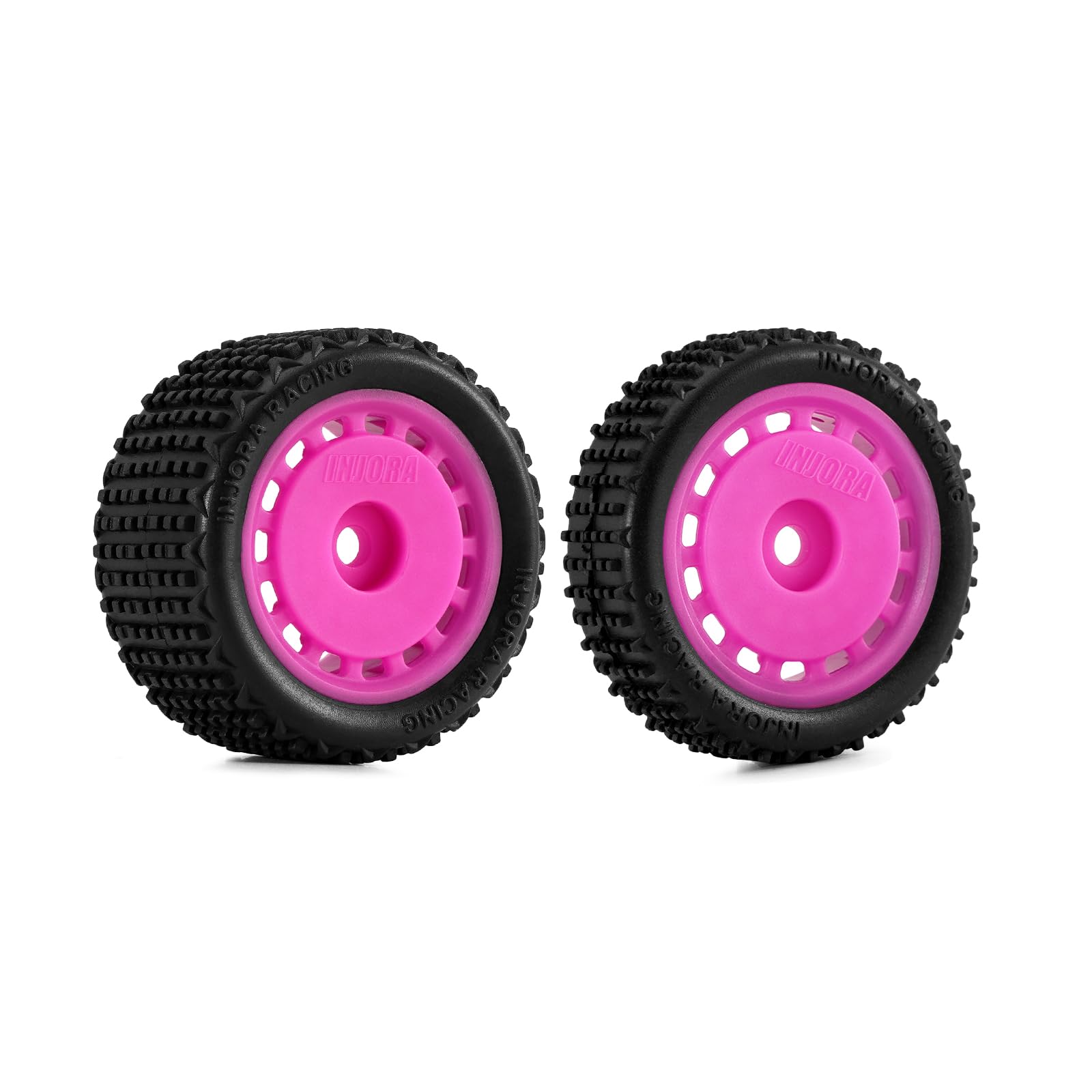 INJORA Pre-mounted Pin Buggy Tires & Wheels for 1/24 Losi Micro-B,4pcs, Magenta, 34*11mm, 35*17.8mm - Image 3