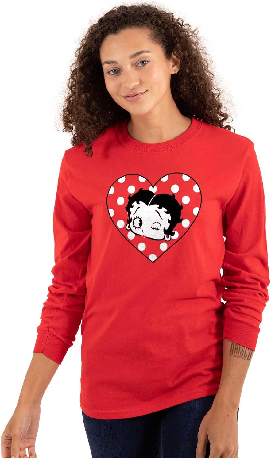 Betty Boop Wink and a Kiss Polka Dots Women's Long Sleeve T Shirt