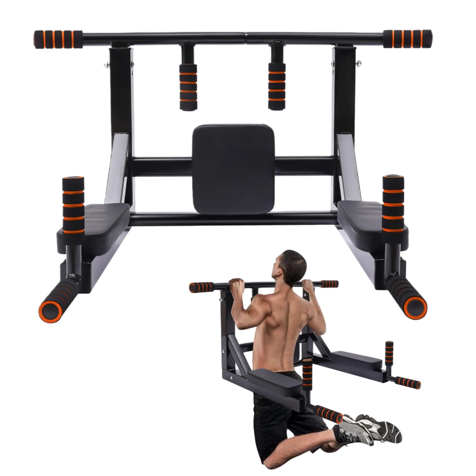 Barra de dominadas para montaje en pared, barra de dominadas con múltiples funciones, peso de entrenamiento de hasta 200 kg, barra de dominadas para pared para el gimnasio, casa, oficina,