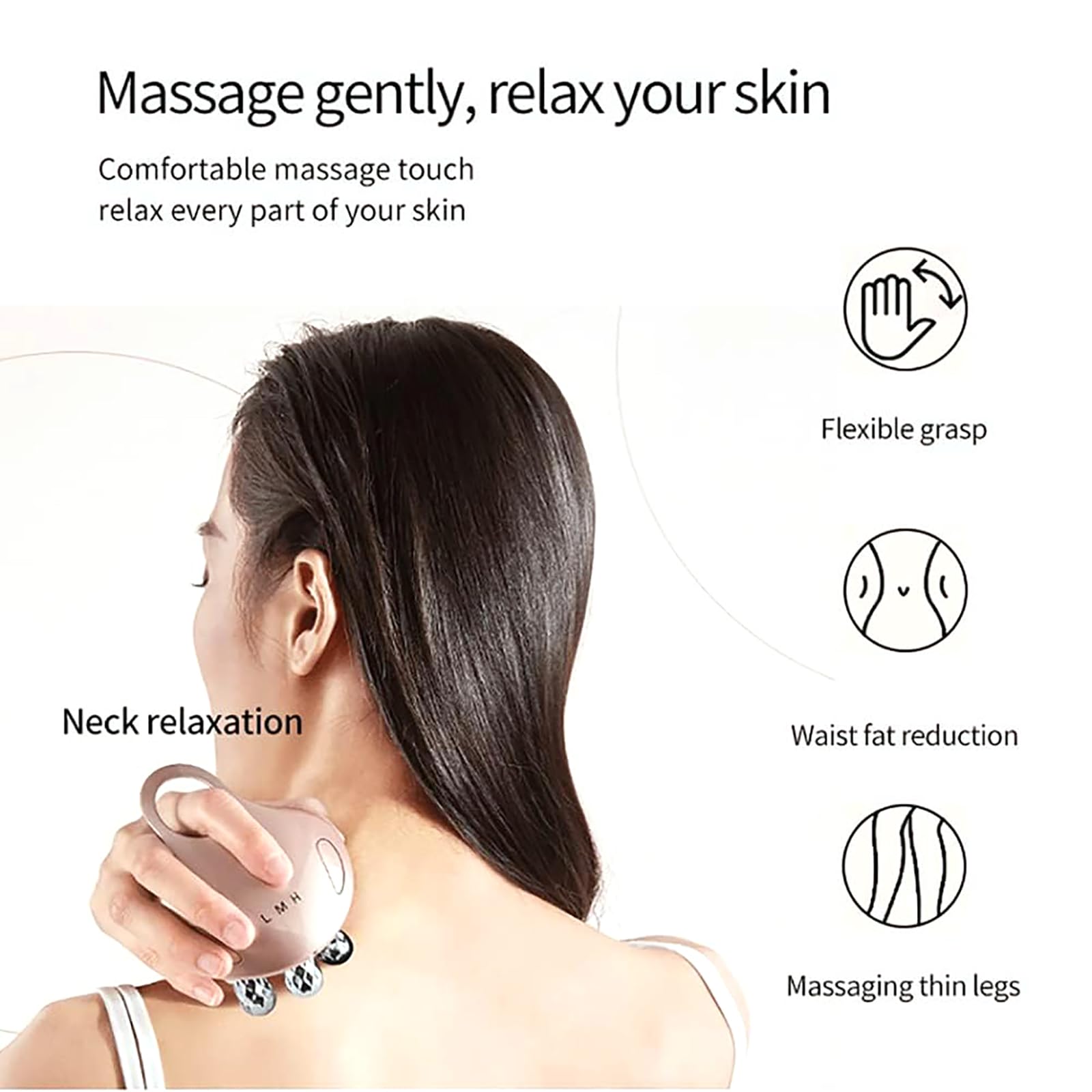 Massaggiatore di Bellezza Viso EMS, Dispositivo di Bellezza Elettrico per La Cura della Pelle con 4 Testine Massaggianti, 5 modalità Pelle Delicata E 3 Intensità di Marcia Regolabili