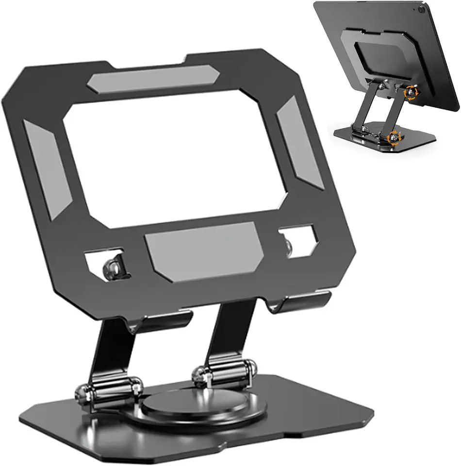Tablet Stand, Adjustable & Foldable Aluminium, Compatible with All 4-13 Inches Ipad Stand, Portable Monitor Stand Compatible with 2024 iPad pro 11inch, iPad Mini 6/5, iPad Pro 12.9 (Black)