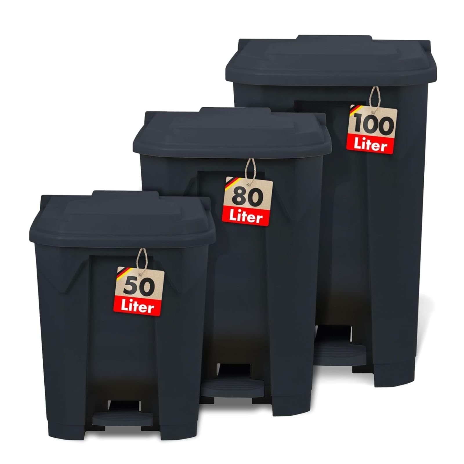 Floordirekt Pattumiera da 100 Litri. Coperchio Grigio. pattumiera per Cucina e Ufficio. Sistema di Raccolta differenziata. pattumiera a Pedale con meccanismo Step-on. Cestino della Spazzatura Olaf