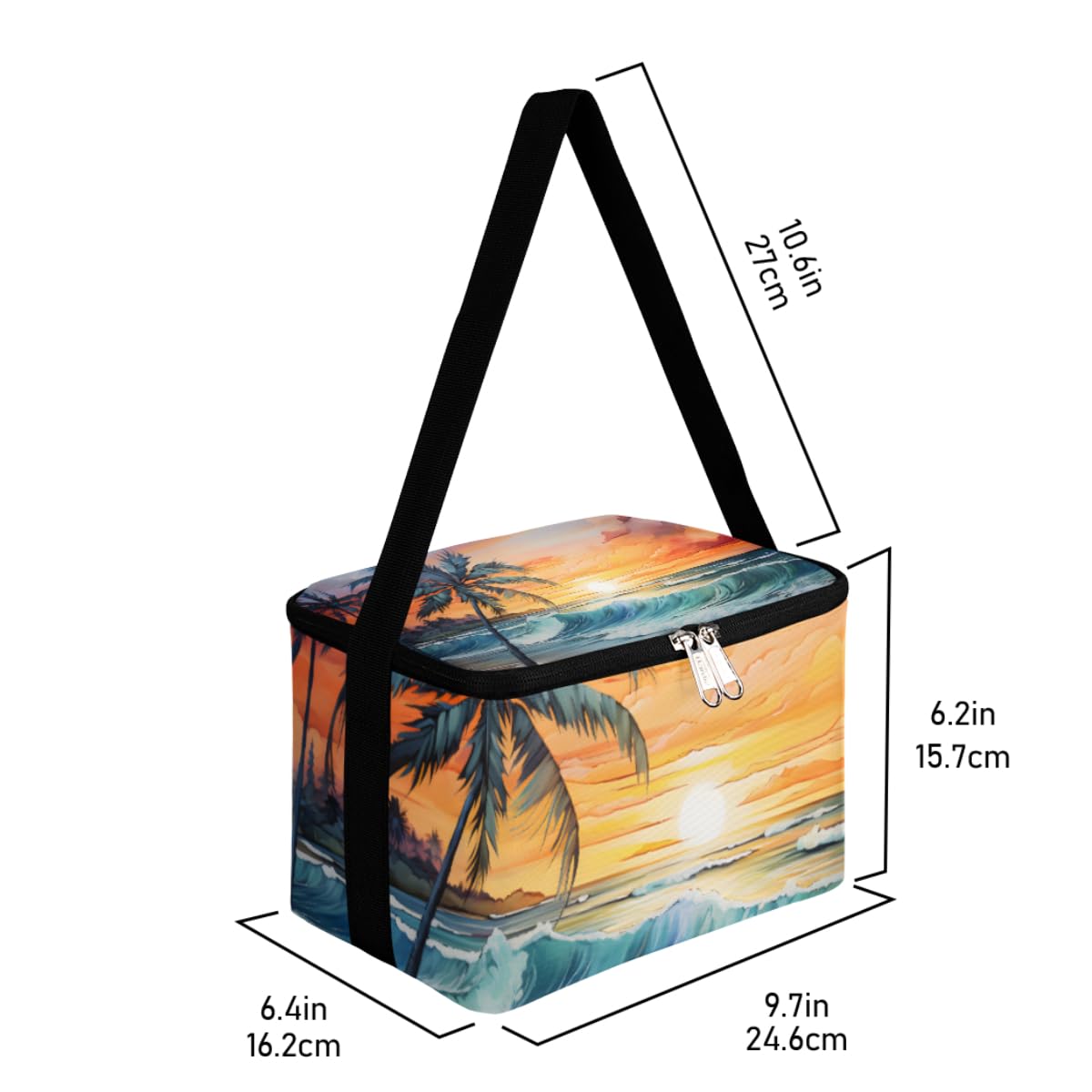 GzLeyigou Lunch Bags for Women Men 9 Cans,Summer Sunset Hot & Cold Food Delivery Bag Insulated Grocery Bag Insulated Lunch Box Tropical Palm Tree Cooler Bag for Office Work Picnic Beach