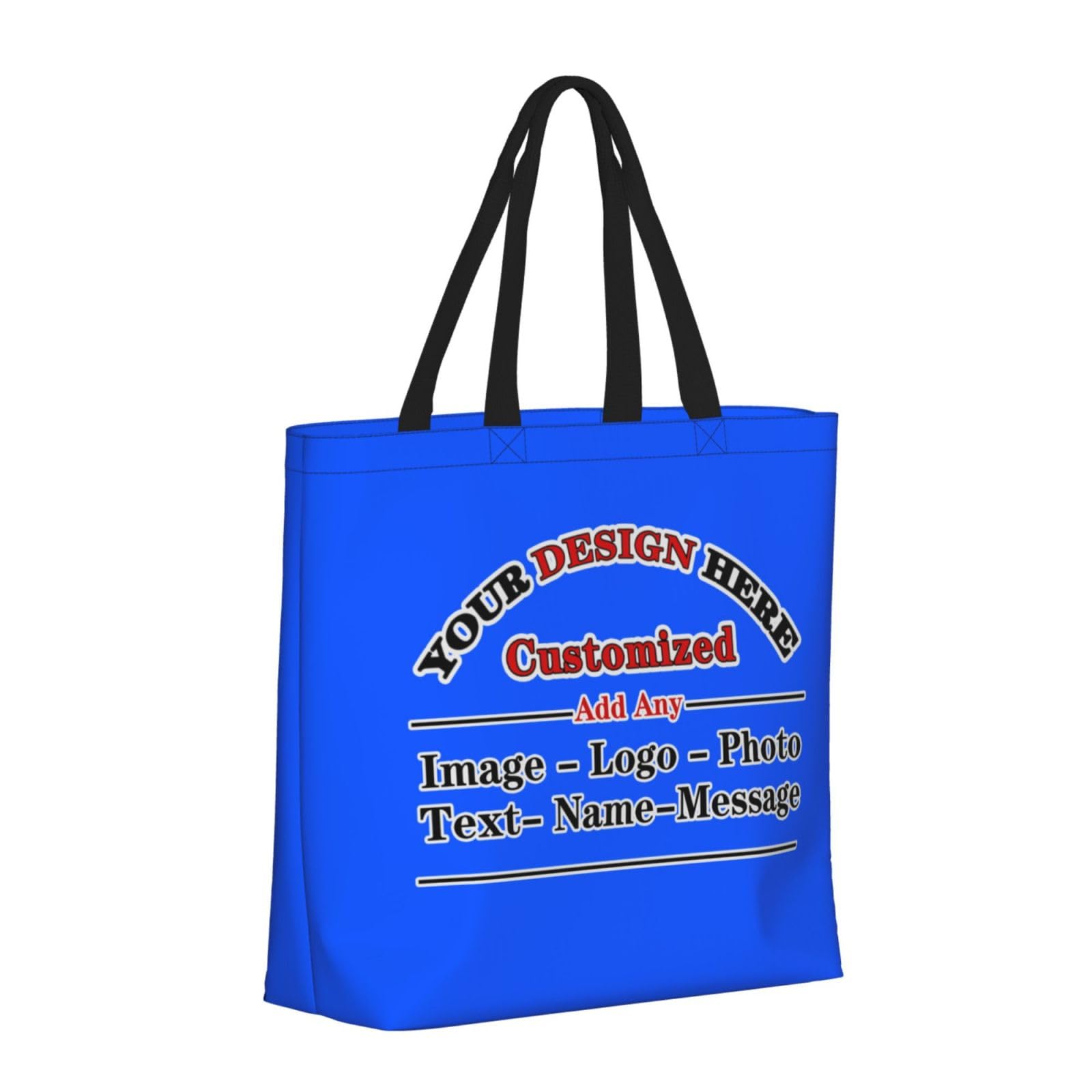 Custom Personalized Tote Bag With Your Team Logo Text Image Custom Bags For Work Travel Shopping Women Shoulder Handbag Blue