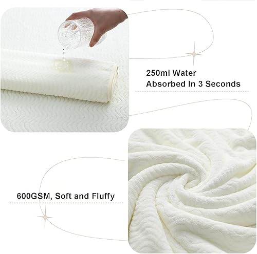 Miniatura 5 de Juego de 4 toallas de baño de gran tamaño de 35 x 70 pulgadas, toallas de ducha de microfibra extra grandes, texturizadas, ultra suaves