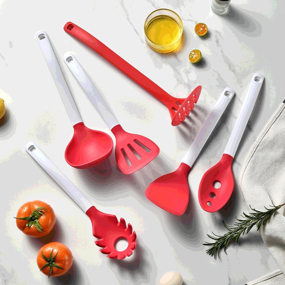 Set di Utensili da Cucina, Cucchiaio da zuppa Resistente al Calore, Pennello, mestolo, spatola in Silicone Antiaderente, Cucchiaio, Utensili da Cucina(3-Pack)