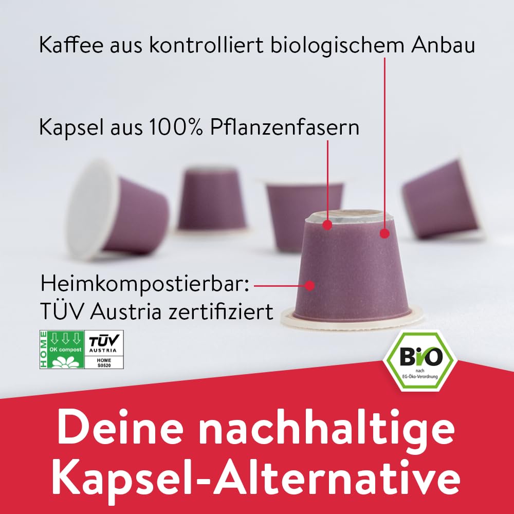earlybird coffee – Bio Decaf Kaffeekapseln 100 Stück Vorratspack – kompatibel mit Nespresso, nussig-intensiv, heimkompostierbar – aluminiumfreie Bio Kapseln – schonend entkoffeiniert im H₂O-Verfahren