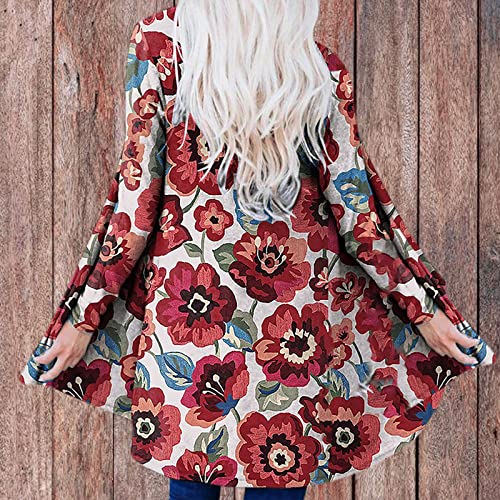 Women's Ethnic Fashion Cardigan Floral Print Soft Elegant Top Loose Long-Sleeved Leopard Print Sweaters #TOP5