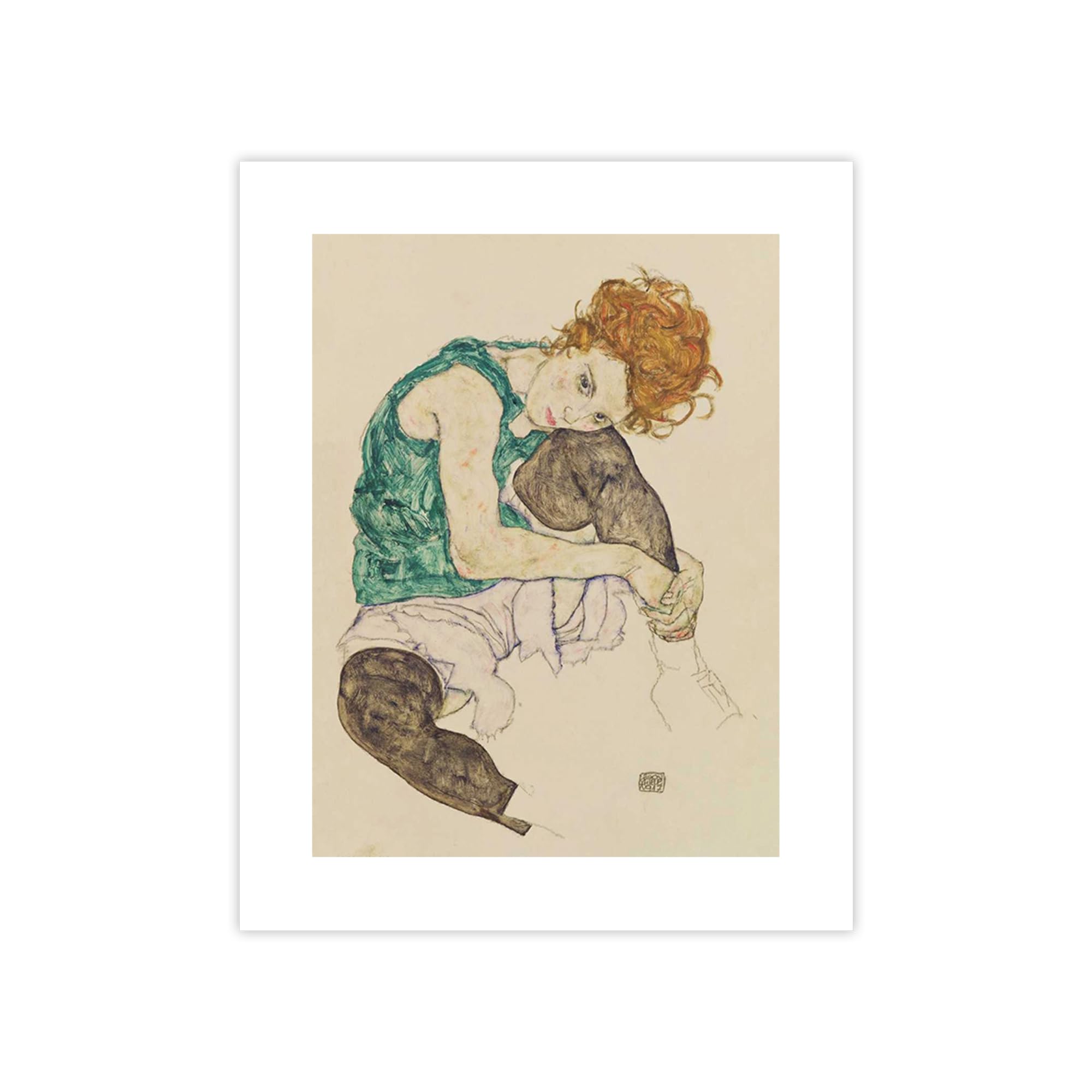 Poster Egon Schiele Seated Woman 100x75 cm | Impression d'art grand format pour salon