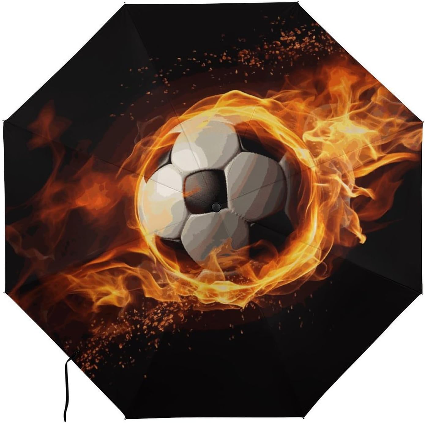Soccer Flame Umbrella Extra Large Folding, Travel Umbrella Windproof, Compact, Golf Umbrella With Unique Patterns, Fashionable And Beautiful for Men And Women.