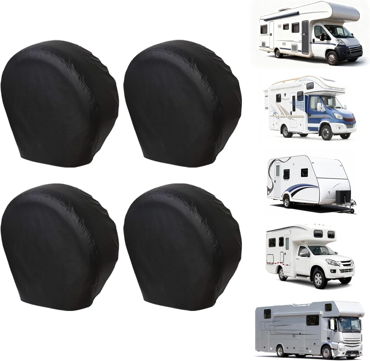 VINPATIO RV Tire Covers 4 Pack, Waterproof Thickening Leather Tire Cover for RV Wheel Trailer Camper, Universal Fits Tire Diameters 33-35 inches, Black