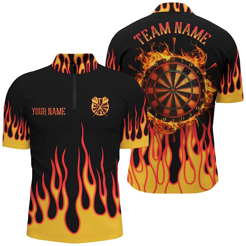 Personalisierte Dartscheibe mit Feuerflammen-Design - 3D-Darts-Shirts für Herren & Damen - Darts-Team-Trikots T1786