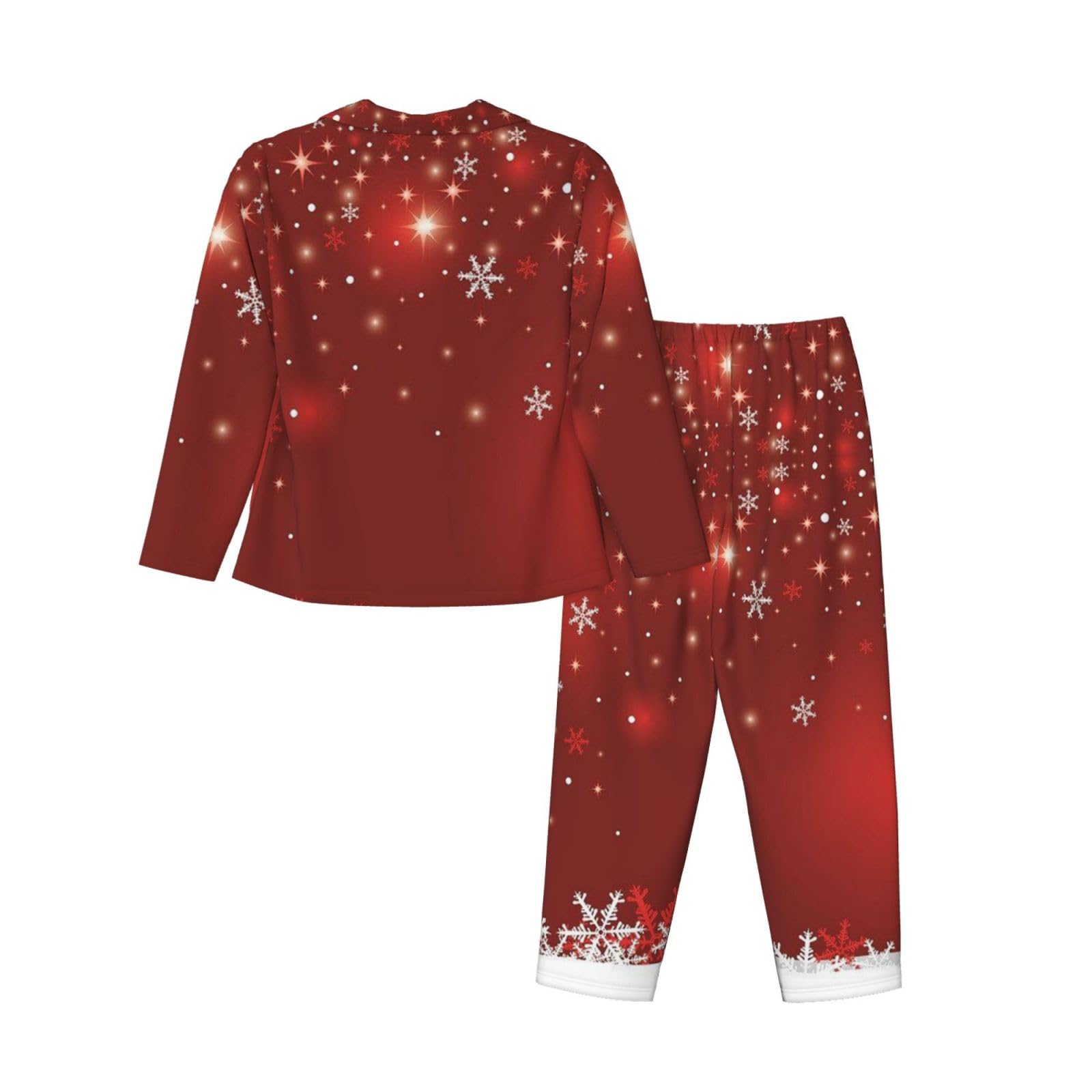 Conjunto de pijama de manga larga para mujer, estampado navideño, ropa de dormir, ropa de dormir, ropa de dormir casual, dos piezas