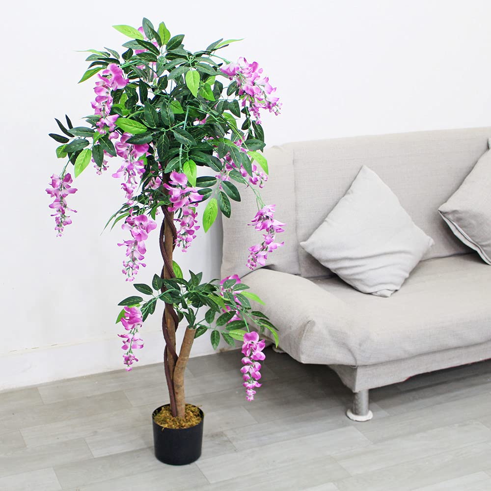 Decovego Planta Wisteria Artificial Decoración Interiorismo Madera Natural 120cm