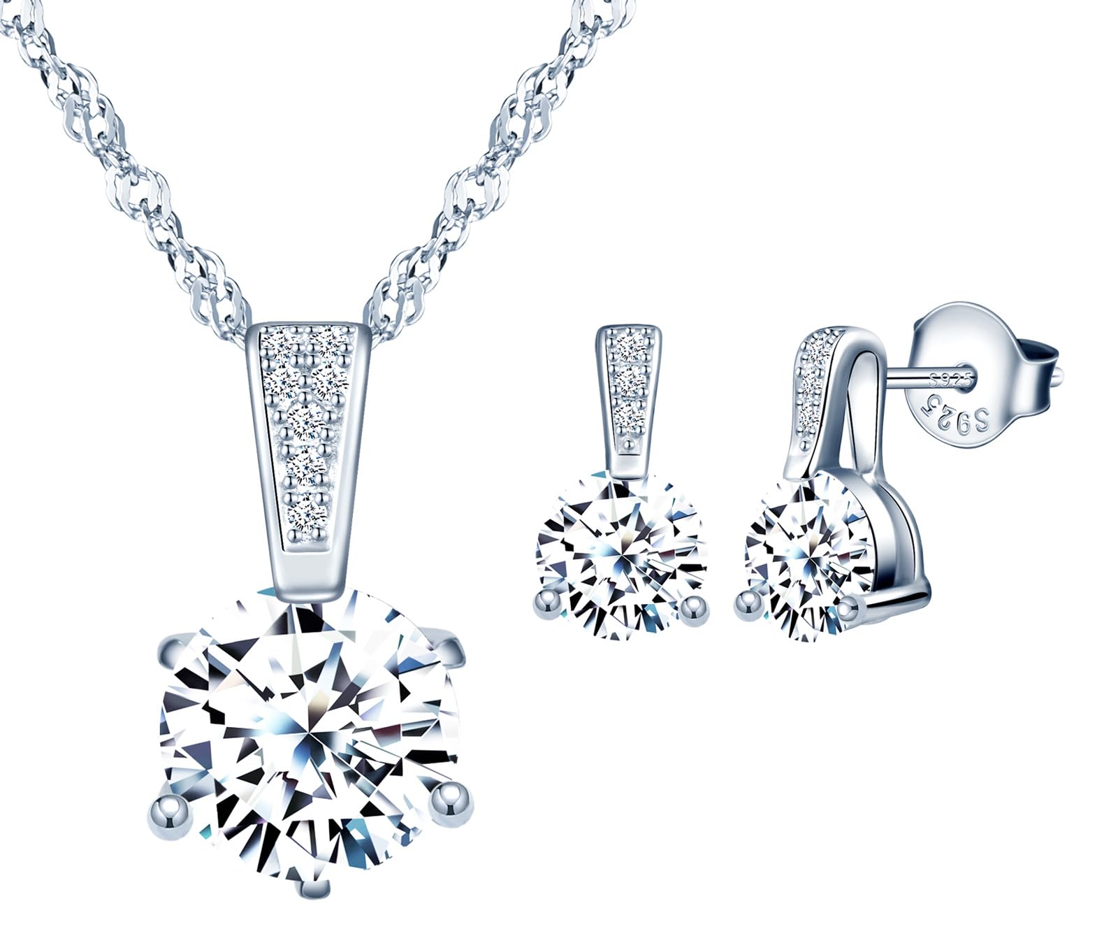 Set Pendientes y Collar Circonitas Plata 925 para Mujer Juego de joyas Colgante y Pendientes Circonitas Conjunto de joyas