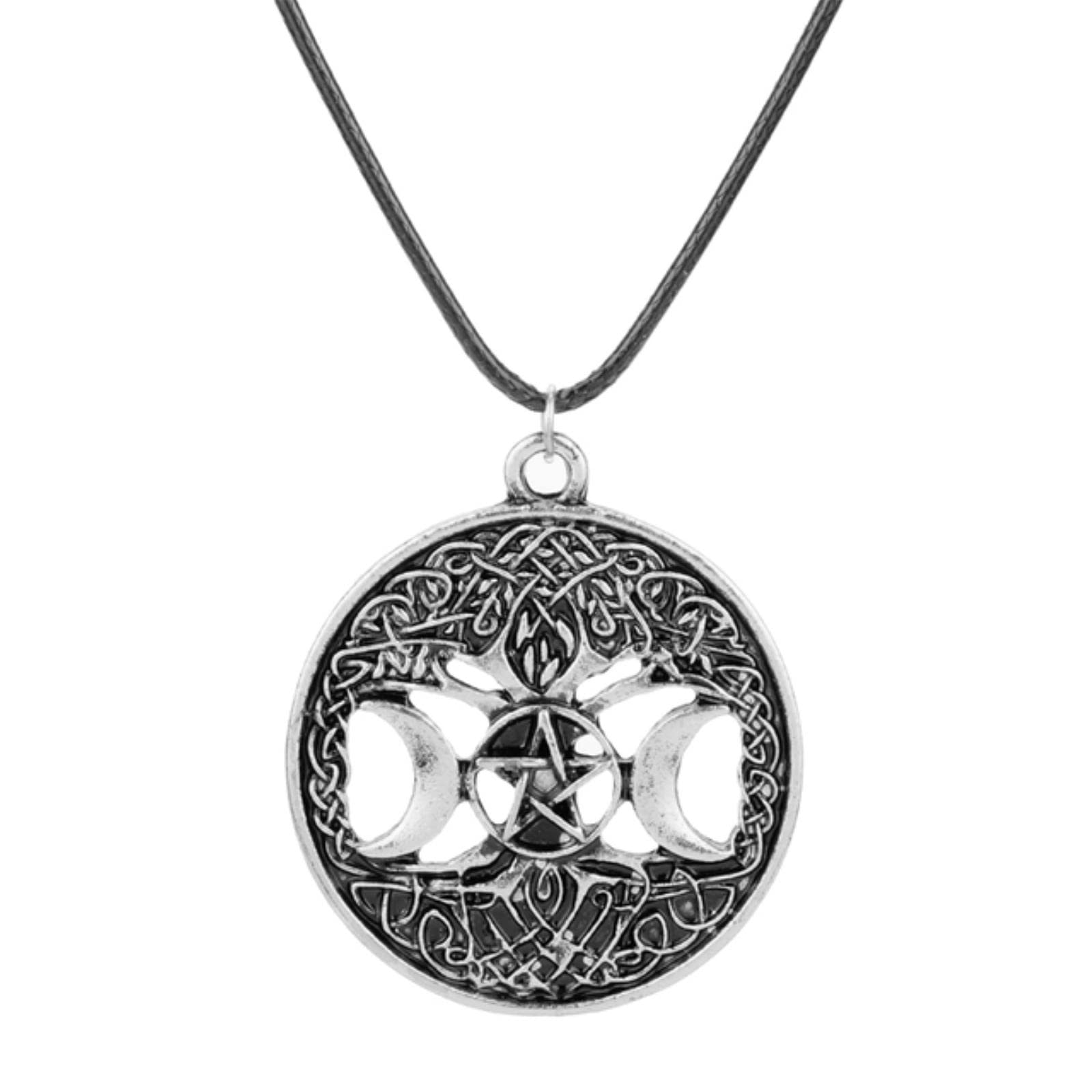 VASSAGO Drievoudige maan Godin Wicca Pentagram Amulet Ketting Roestvrij Staal Sieraden, 45 5 cm, Roestvrij staal, Geen edelsteen VASSAGO Drievoudige maan Godin Wicca Pentagram Amulet Ketting Roestvrij Staal Sieraden, 45 5 cm, Roestvrij staal, Geen edelsteen
