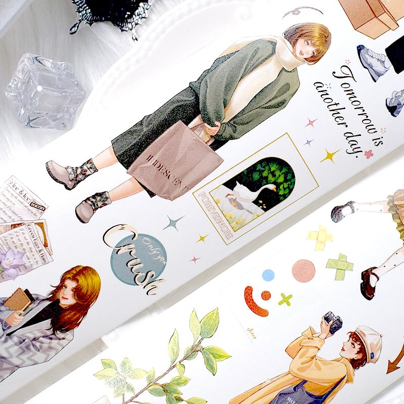 Image of New Popular PET Tape Modern Girls Collage Glossy Washi Tape for Decoration Small Fresh Flower Materials (90720)