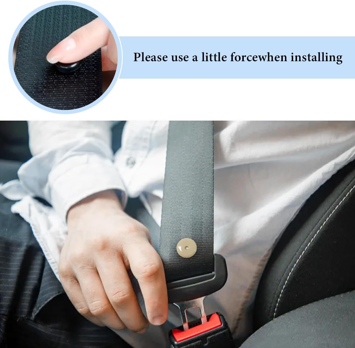 5 Sets Seatbelt Stopper Kit, Snap-on Seat Belt Buckle Clip Stop with Wooden Handle Awl, Universal Safety Belt Button Clip Prevents Buckle from Sliding Down, Car Accessories (Beige, Glossy) image 5
