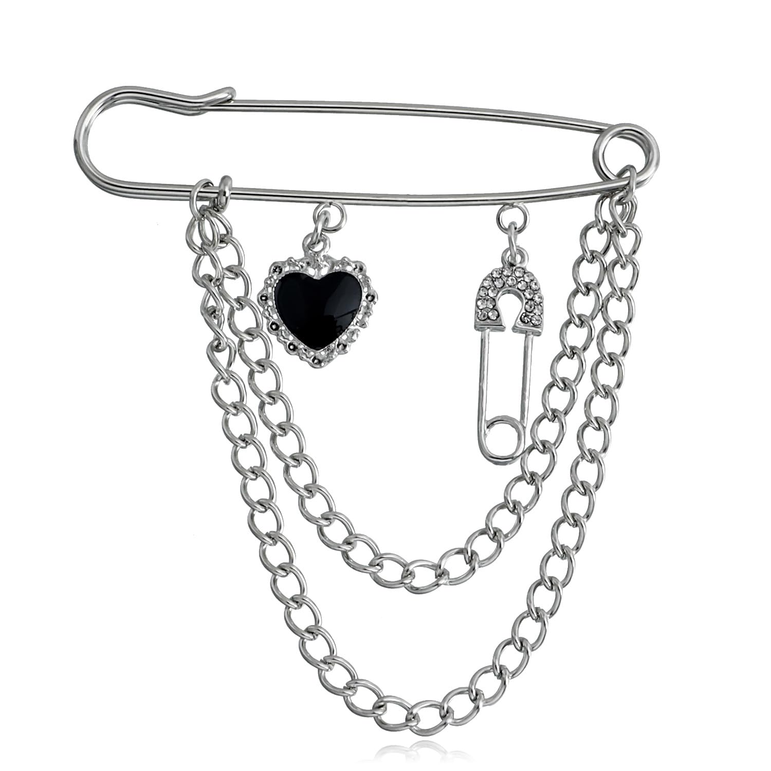 Hanging Long Chain Brooch Pin for Men Women Fashion Retro Silver Butterfly Bar Pins Safety Pin Punk Cool Chains Sweater Shawl Collar Coat Brooches Pin for Girls