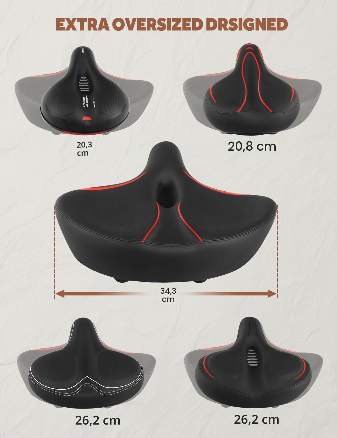 Übergroßer Fahrradsitz für Peloton Bike & Bike+, Komfort-Fahrradsitz-Ersatz für Männer & Frauen, extra breiter Fahrradsattel kompatibel mit Peloton, Echelon, Übung, Elektro, Cruiser Bikes