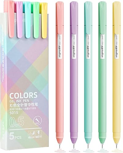 Bolígrafos de colores, 5 bolígrafos de gel de tinta de color de 0.020 in, bolígrafos de punta fina de escritura suave de secado rápido para diario y