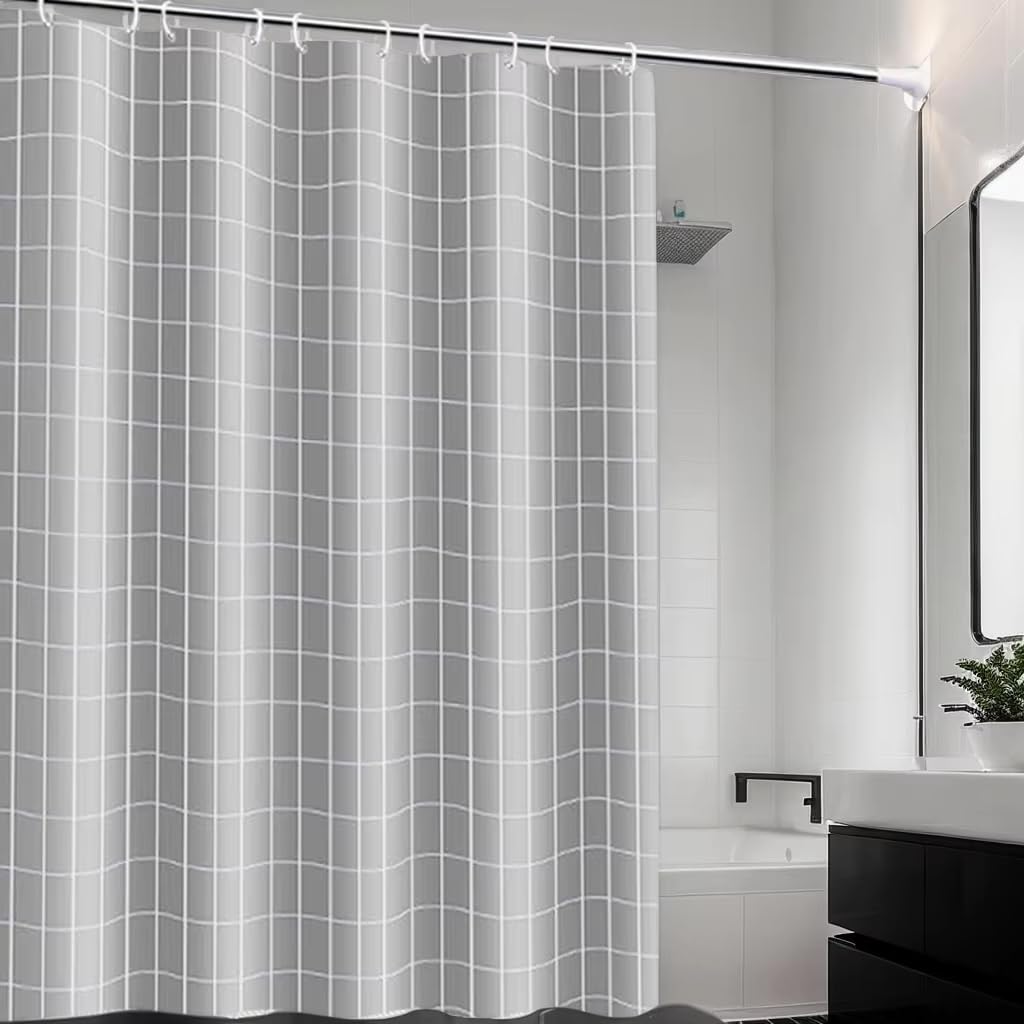 Rideau de douche imperméable gris anti-moisissure et lavable