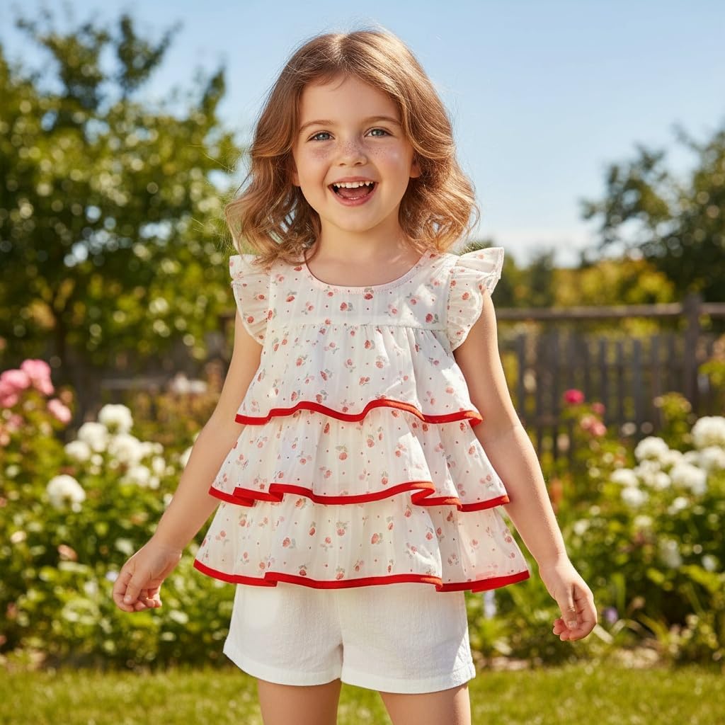 Peacolate Summer 2-7Years Little Girls 2cps Clothing Set Short Sleeves Shirt and Shorts