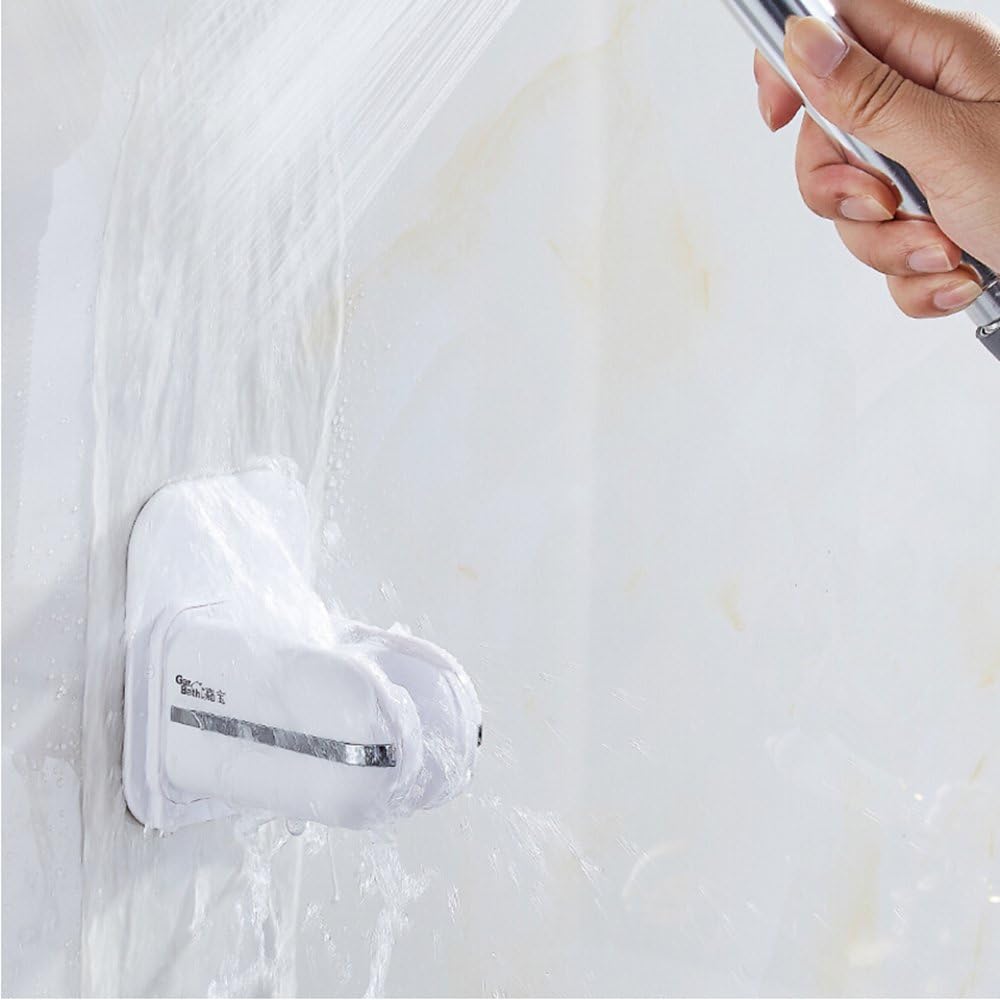 Adjustable Handheld Shower Head Holder Bracket, ABS+Plastic Bathroom 3M Adhesive Showerhead Adapter, Waterproof Wall Mounted Universal Showering Components - NO Tools Required