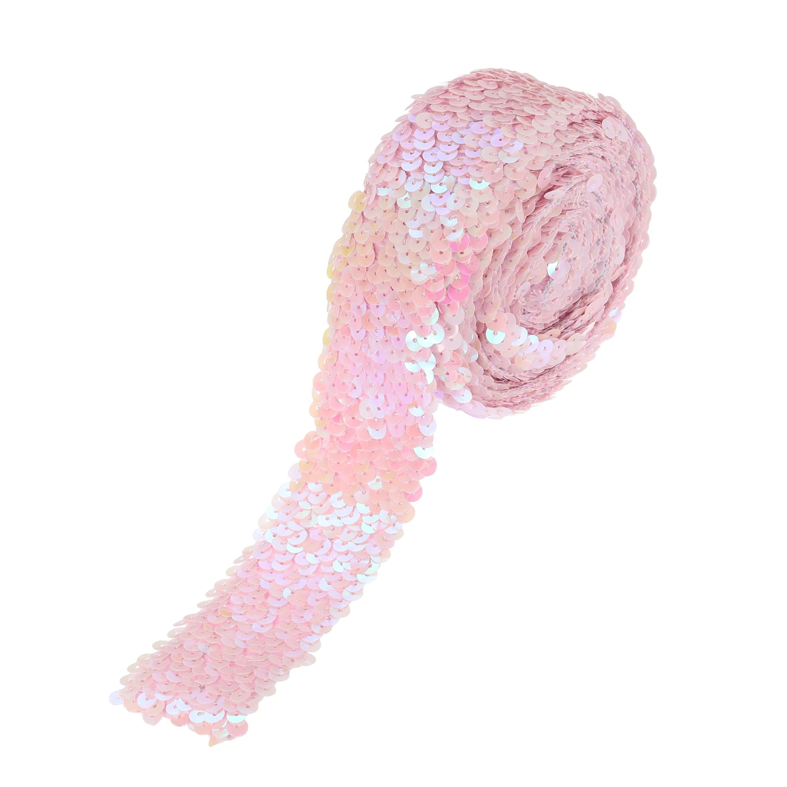 sourcing map 3.5 Yards 2 Inch Elastic Sequins Trim 5 Row Flat Sequin Strip Paillette Sequins Fabric Ribbon for Crafts DIY Sequin Fringe Sewing Pink