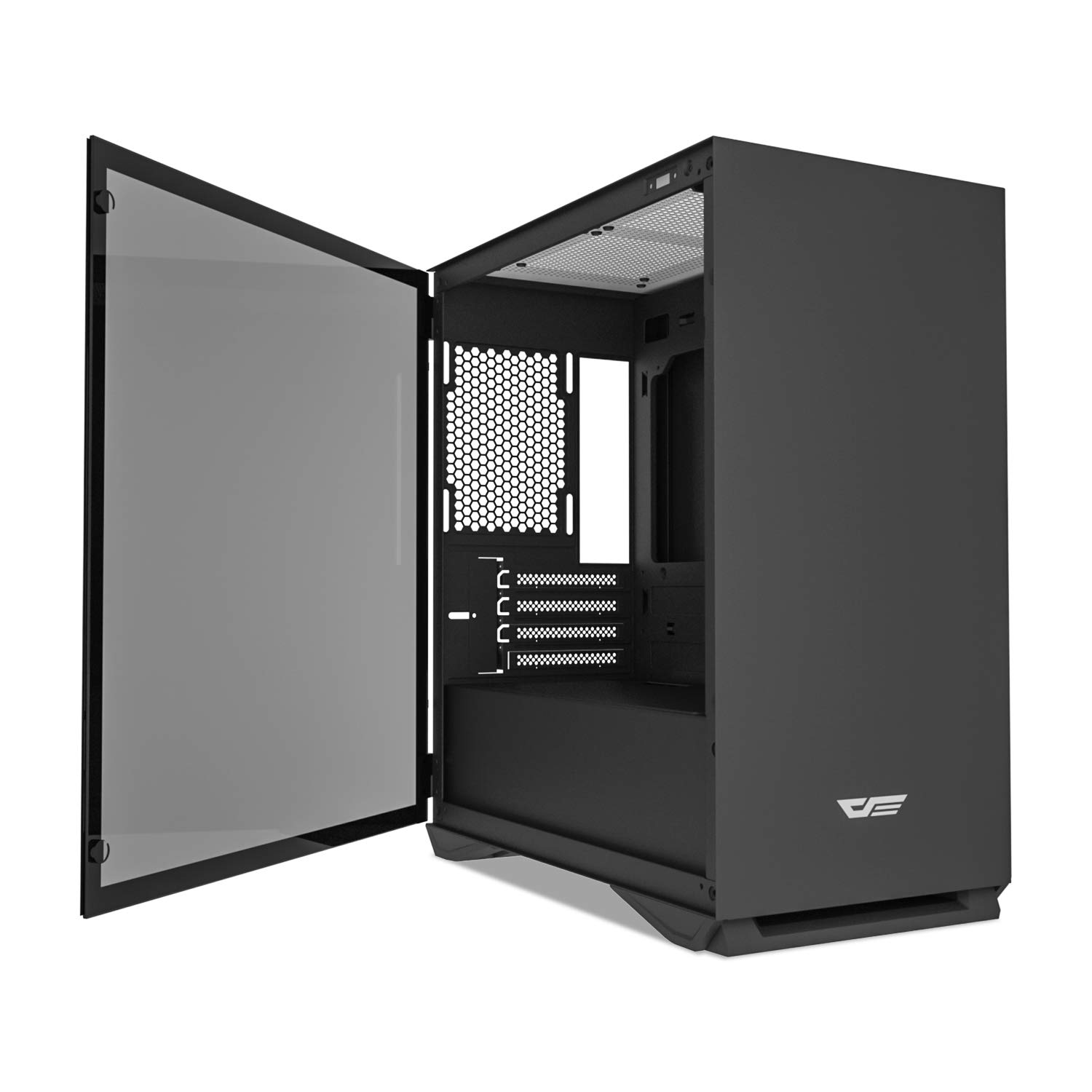 darkFlash Micro ATX Mini ITX Tower MicroATX Computer Case with Magnetic Design Wide Open Door Opening Tempered Glass Swing Type Side Panel 11 (DLM22 Black)