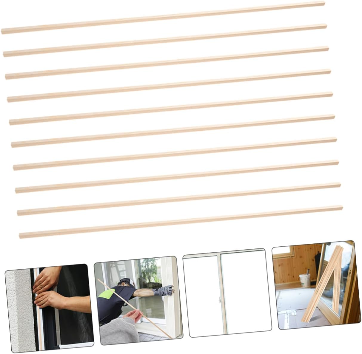 12pcs DIY Window Trim Wooden Strips Molding for Decorative Window Edges Material for Craft Projects for Home Decor and Model Making