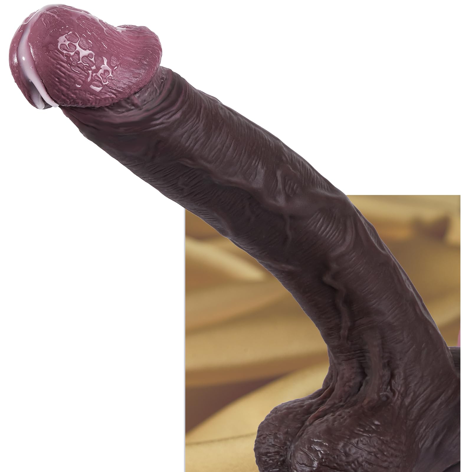 12 Huge Thick Big Black Dildo with Unique Glans Lifelike Huge Curved Dildo with Dual Density Soft Silicone