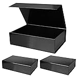 Aimyoo 3 Pack Black Collapsible Gift Box with Magnetic Closure Lids 10.5x7x3 in, Bridesmaid Groomsmen Proposal Box, Medium Rectangle Box for Present Graduation Wedding Storage