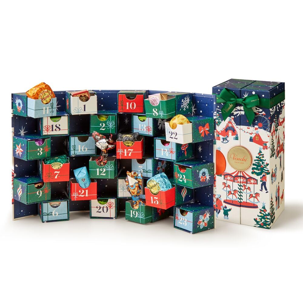 Venchi, Calendario de Adviento 2026 Prestige, 24 Bombones, 363 g | Calendario de Adviento con Chocoviar, Cremini y Dolci Italiani, Sin Gluten, Edición Limitada, Idea de Regalo