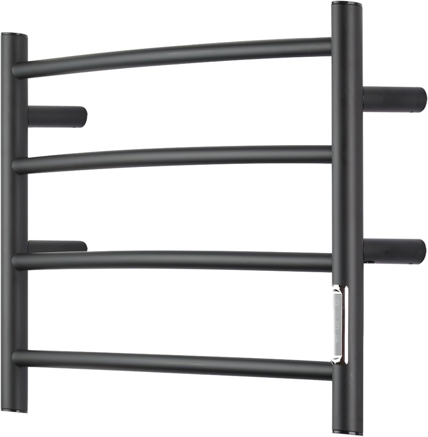 Electric Towel Warmer with Built-in Timer - Wall Mounted Bathroom Heated Towel Rack, Plug-in Design & Brushed Stainless Steel Finish Black