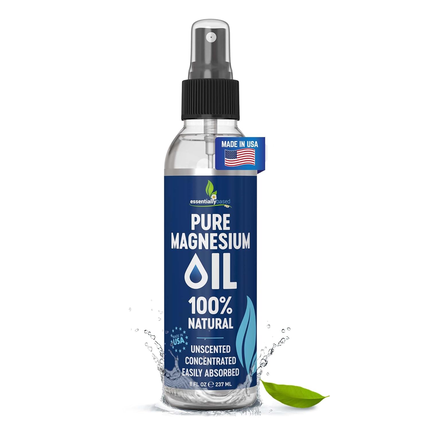 Pure Magnesium Oil Spray 8oz - Topical Magnesium Spray for Sleep Extra Strength - Less Sting - Less