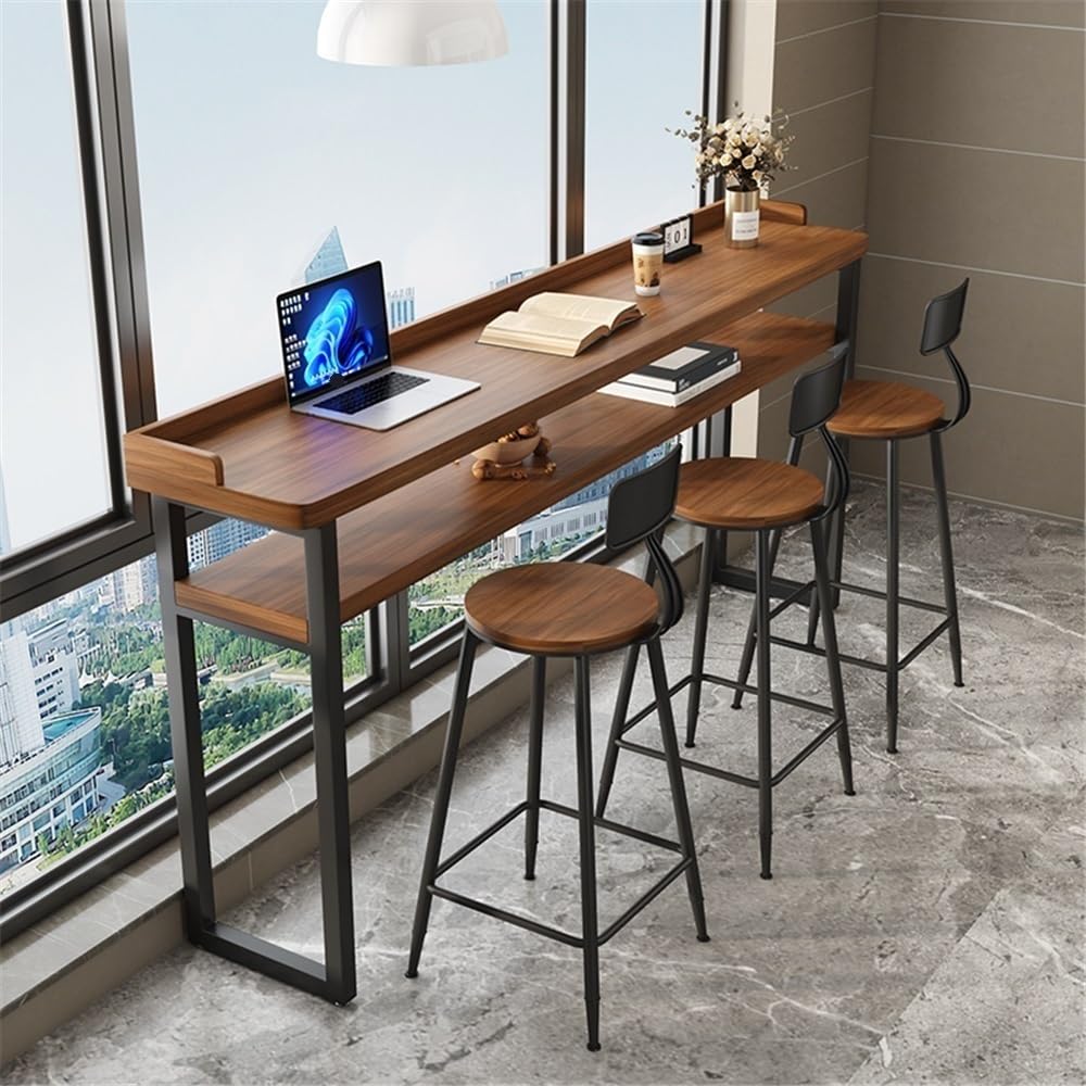 Table de Bar Table de Bar rectangulaire à Double Couche avec cloison, idéale for la Cuisine, Salle Manger et Le Salon(160 * 40 * 105cm)
