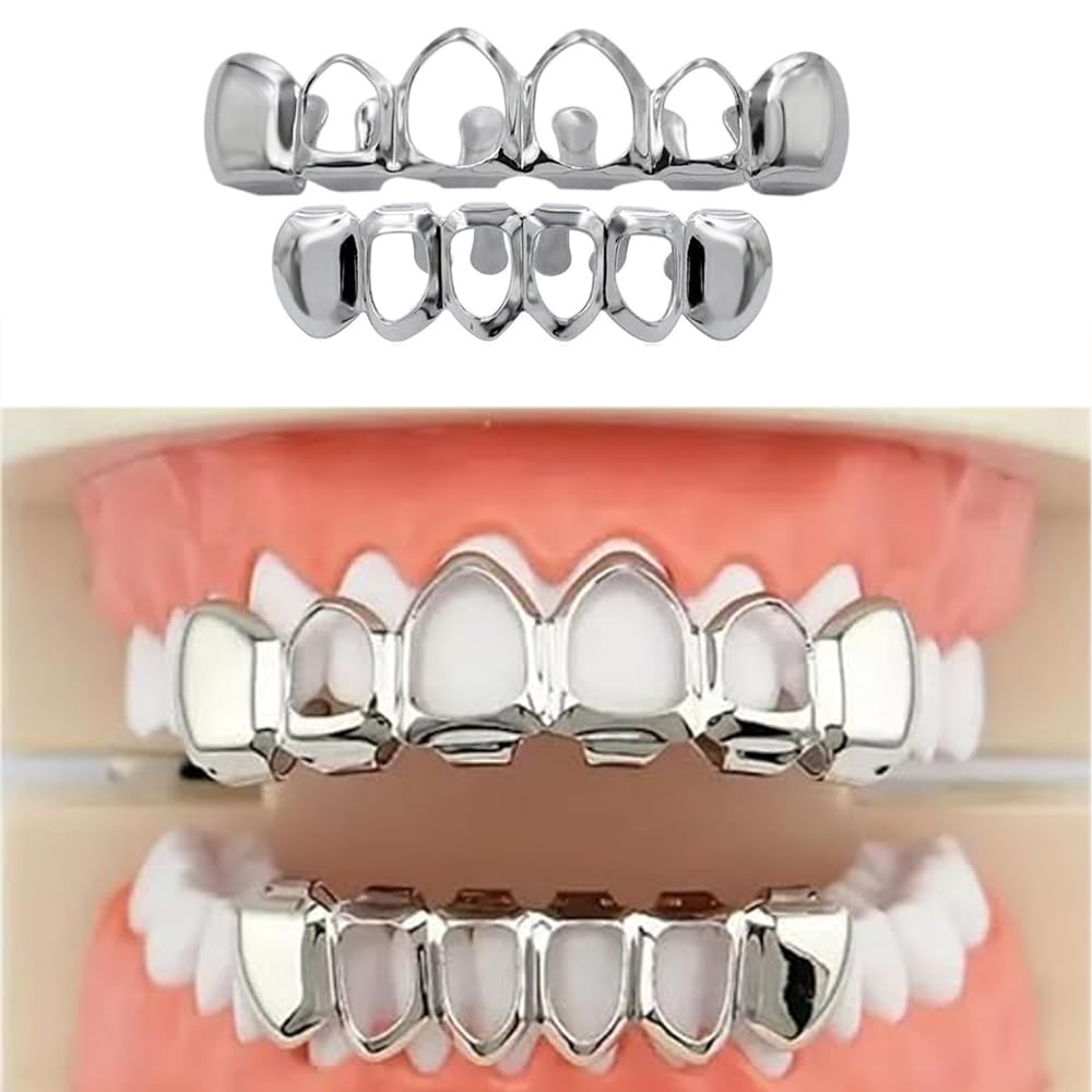SSyang Hip Hop Teeth, Grills for Mouth Braces Decoration 18K with 2 Silicone Moldings Hip Hop Teeth - Image 4