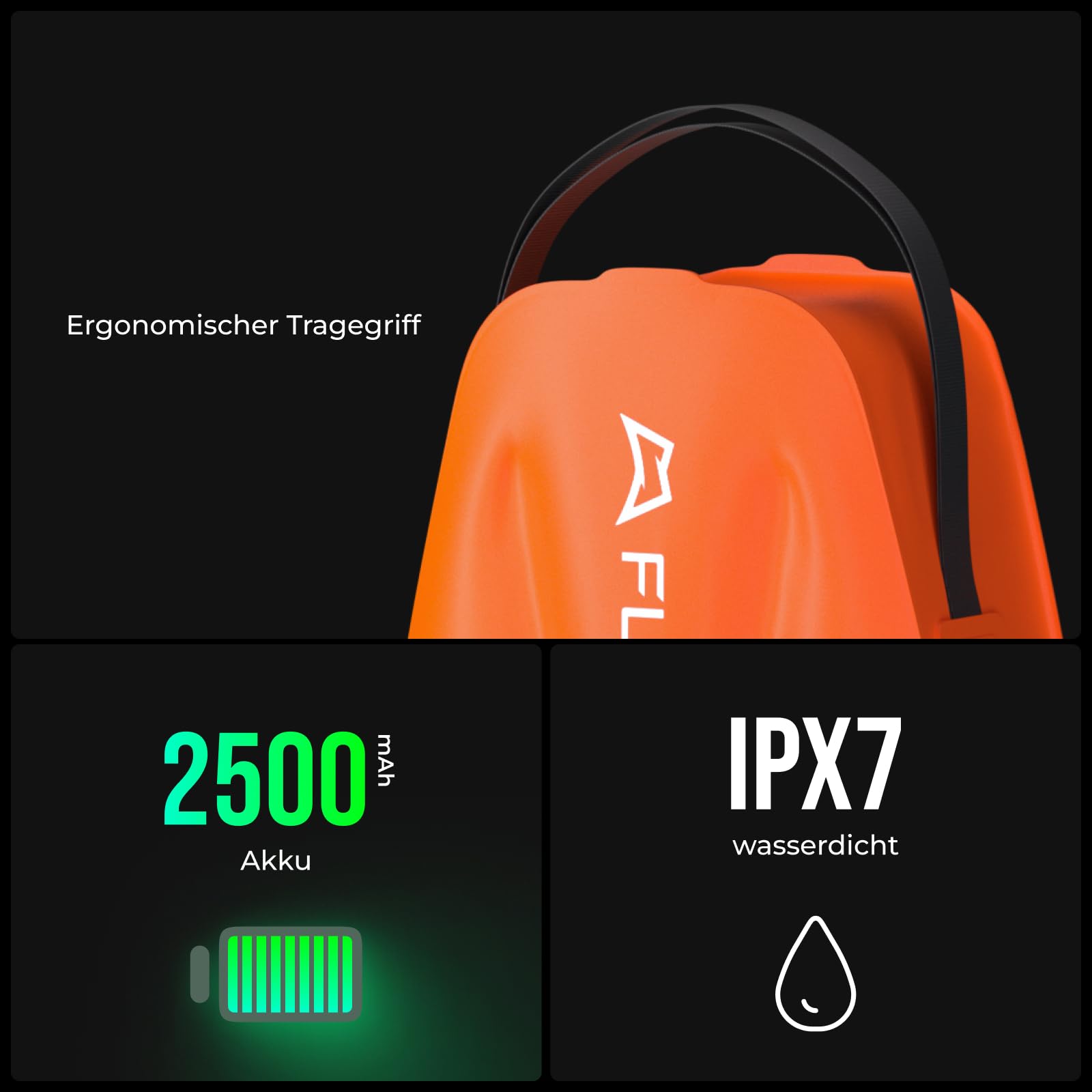 FLEXTAILGEAR Tragbare Campingdusche 20L mit integrierter Elektropumpe, 2500mAh Akku, IPX7 wasserdicht, Outdoor-Dusche