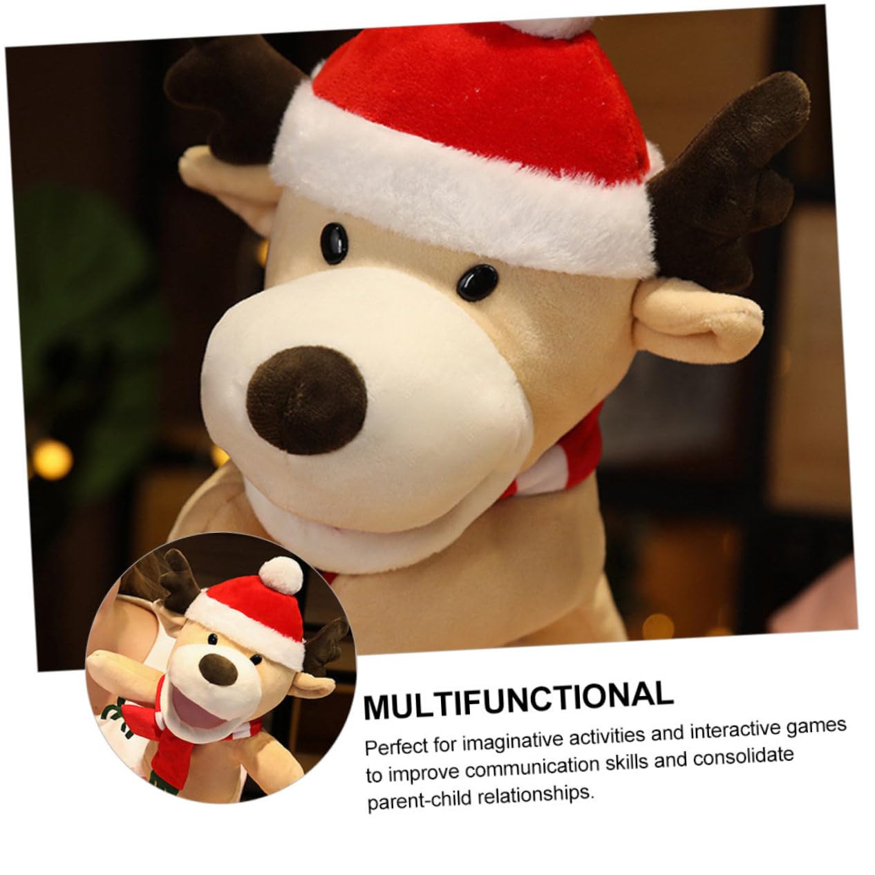 Juguetes de Peluche Marionetas de Mano de Ciervo Juguetes Navideños Educativos Interacción Familiar y Temáticos de Vacaciones